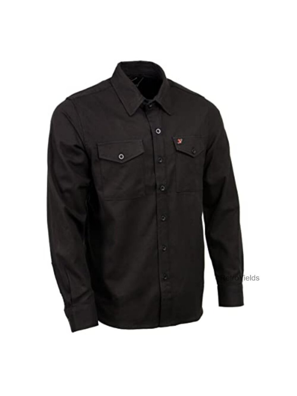Men's Solid Black Long Sleeve Cotton Flannel Button Down Shirt